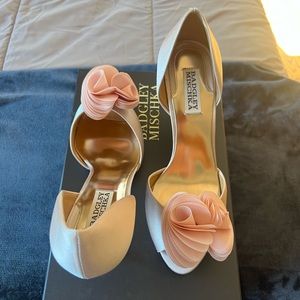 Badgley Mischka pink satin Thora heels